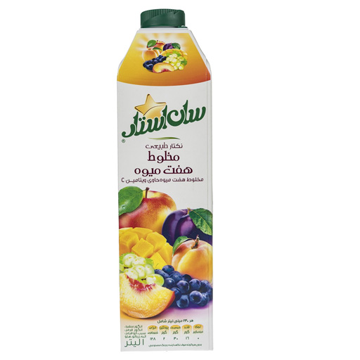 آبمیوه مخلوط هفت میوه یک لیتری سان استار